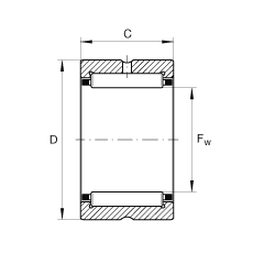 滾針軸承 NCS2816, 機(jī)加工滾道，根據(jù) ABMA 18.2 - 1982，英制