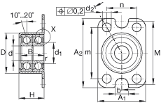 角接觸球軸承單元 ZKLR0624-2Z, 雙向，螺釘安裝，兩側(cè)間隙密封