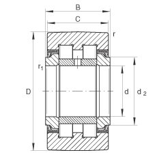 支撐型滾輪 PWTR3580-2RS, 滿裝滾子，軸向引導(dǎo)，兩側(cè)唇密封