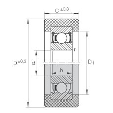 滾輪 KLRZ12X41X16-2RSR, 帶塑料箍，兩側(cè)密封