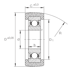 滾輪 KLRU12X35X12-2Z, 帶塑料箍，兩側(cè)密封