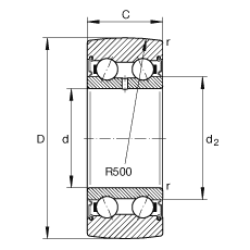 滾輪 LR50/8-2RSR, 雙向，兩側(cè)密封