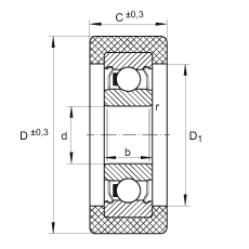 滾輪 KLRZ10X30X10-2Z, 帶塑料箍，兩側(cè)密封