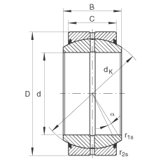 關(guān)節(jié)軸承 GE110-DO-2RS, 根據(jù) DIN ISO 12 240-1 標(biāo)準(zhǔn), 需維護(hù)，兩側(cè)唇密封
