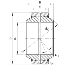 關(guān)節(jié)軸承 GE140-FO-2RS, 根據(jù) DIN ISO 12 240-1 標(biāo)準(zhǔn), 需維護(hù)，兩側(cè)唇密封