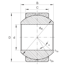 關(guān)節(jié)軸承 GE6-PB, 根據(jù) DIN ISO 12 240-1 標(biāo)準(zhǔn)，尺寸系列 K，需維護(hù)