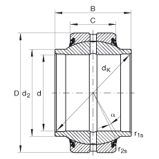 關節(jié)軸承 GE70-HO-2RS, 根據(jù) DIN ISO 12 240-1 標準, 需維護，兩側(cè)唇密封