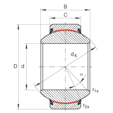 關節(jié)軸承 GE80-FW-2RS, 根據(jù) DIN ISO 12 240-1 標準, 免維護，兩側唇密封