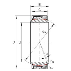 大的關(guān)節(jié)軸承 GE710-DW-2RS2, 根據(jù) DIN ISO 12 240-1 標(biāo)準(zhǔn), 免維護(hù)，兩側(cè)密封