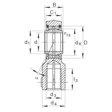液壓桿端軸承 GIHNRK20-LO, 根據(jù) DIN ISO 12 240-4 標(biāo)準(zhǔn)，帶右旋螺紋夾緊裝置，需維護