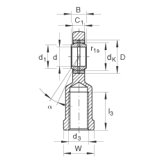 桿端軸承 GIR8-DO, 根據(jù) DIN ISO 12 240-4 標(biāo)準(zhǔn)，帶右旋內(nèi)螺紋，需維護