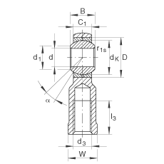 桿端軸承 GIKL8-PB, 根據(jù) DIN ISO 12 240-4 標(biāo)準(zhǔn)，帶左旋內(nèi)螺紋，需維護(hù)