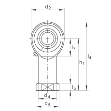 桿端軸承 GIKL8-PB, 根據(jù) DIN ISO 12 240-4 標(biāo)準(zhǔn)，帶左旋內(nèi)螺紋，需維護(hù)