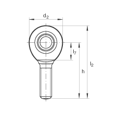 桿端軸承 GAL35-UK-2RS, 根據(jù) DIN ISO 12 240-4 標(biāo)準(zhǔn)，帶左旋外螺紋，免維護(hù)，兩側(cè)唇密封