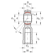 桿端軸承 GIKPR5-PW, 根據(jù) DIN ISO 12 240-4 標準，帶右旋小螺距內(nèi)螺紋，需維護