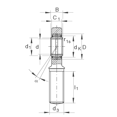 桿端軸承 GAL15-DO, 根據(jù) DIN ISO 12 240-4 標(biāo)準(zhǔn)，帶左旋外螺紋，需維護(hù)