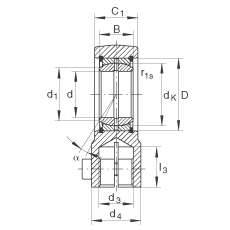 液壓桿端軸承 GIHRK25-DO, 根據(jù) DIN ISO 12 240-4 標(biāo)準(zhǔn)，帶右旋螺紋夾緊裝置，需維護(hù)