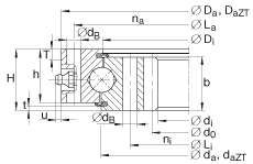 四點接觸球軸承 VI160288-N, 有內齒，兩側唇密封