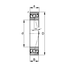主軸軸承 HSS71905-C-T-P4S, 調(diào)節(jié)，成對安裝，接觸角 α = 15°，兩側(cè)唇密封，非接觸，加嚴公差