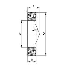 主軸軸承 HSS71906-E-T-P4S, 調(diào)節(jié)，成對安裝，接觸角 α = 25°，兩側(cè)唇密封，非接觸，限制公差