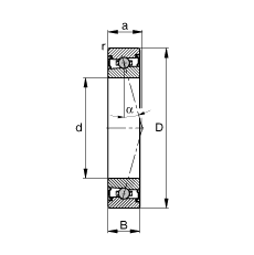 主軸軸承 HCS7018-C-T-P4S, 調(diào)節(jié)，成對安裝，接觸角 α = 15°，兩側(cè)唇密封，非接觸，限制公差
