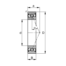 主軸軸承 HCS7010-E-T-P4S, 調(diào)節(jié)，成對或單元安裝，接觸角 α = 25°，兩側(cè)唇密封，非接觸，限制公差