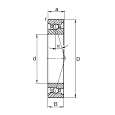 主軸軸承 HS71902-C-T-P4S, 調節(jié)，成對安裝，接觸角 α = 15°，限制公差