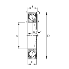 主軸軸承 B71905-C-2RSD-T-P4S, 調(diào)節(jié)，成對(duì)安裝，接觸角 α = 15°，兩側(cè)唇密封，非接觸，加嚴(yán)公差
