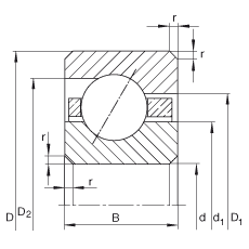 薄截面軸承 CSEB040, 角接觸球軸承，類型E，運行溫度 -54°C 到 +120°C