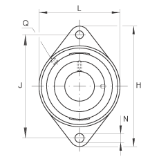 軸承座單元 RCJT1-3/4, 對角法蘭軸承座單元，鑄鐵，根據(jù) ABMA 15 - 1991, ABMA 14 - 1991, ISO3228 帶有偏心緊定環(huán)，R型密封，英制
