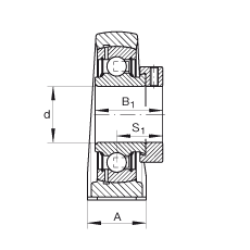 直立式軸承座單元 PAK30, 鑄鐵軸承座，外球面球軸承，根據(jù) ABMA 15 - 1991, ABMA 14 - 1991, ISO3228 帶有偏心緊定環(huán)